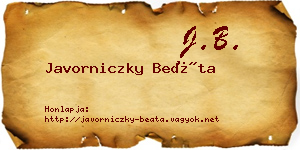 Javorniczky Beáta névjegykártya