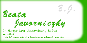 beata javorniczky business card