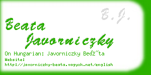 beata javorniczky business card